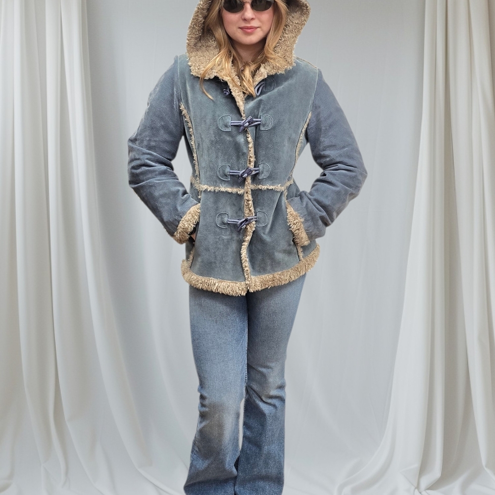 Nevada's Suede Hooded Toggle Coat